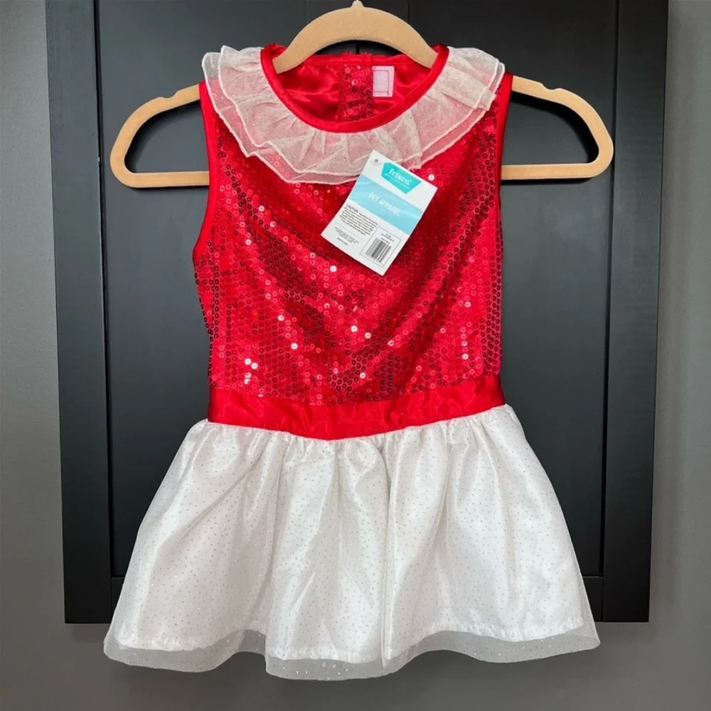 FRISCO XL Red Sequin Tulle Dog Dress Christmas Valentine Holiday Costume NWT